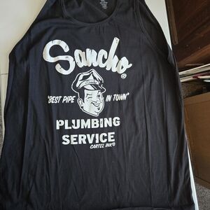 Sancho Black Tank Top - Men's Plumbing Service Graphic